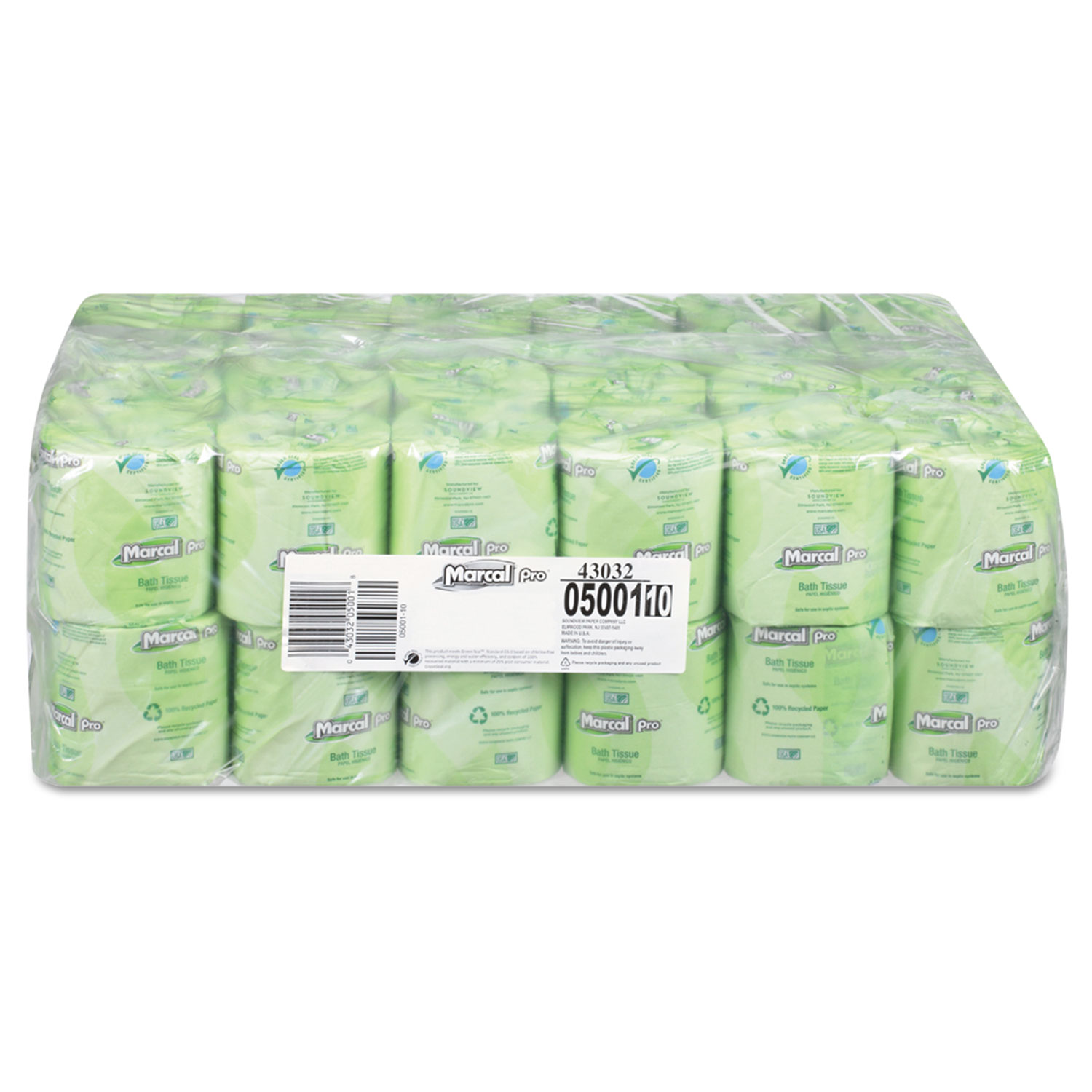 Marcal PRO 100 Recycled Toilet Paper, 2Ply, White, 4 3/10 x 3 1/2