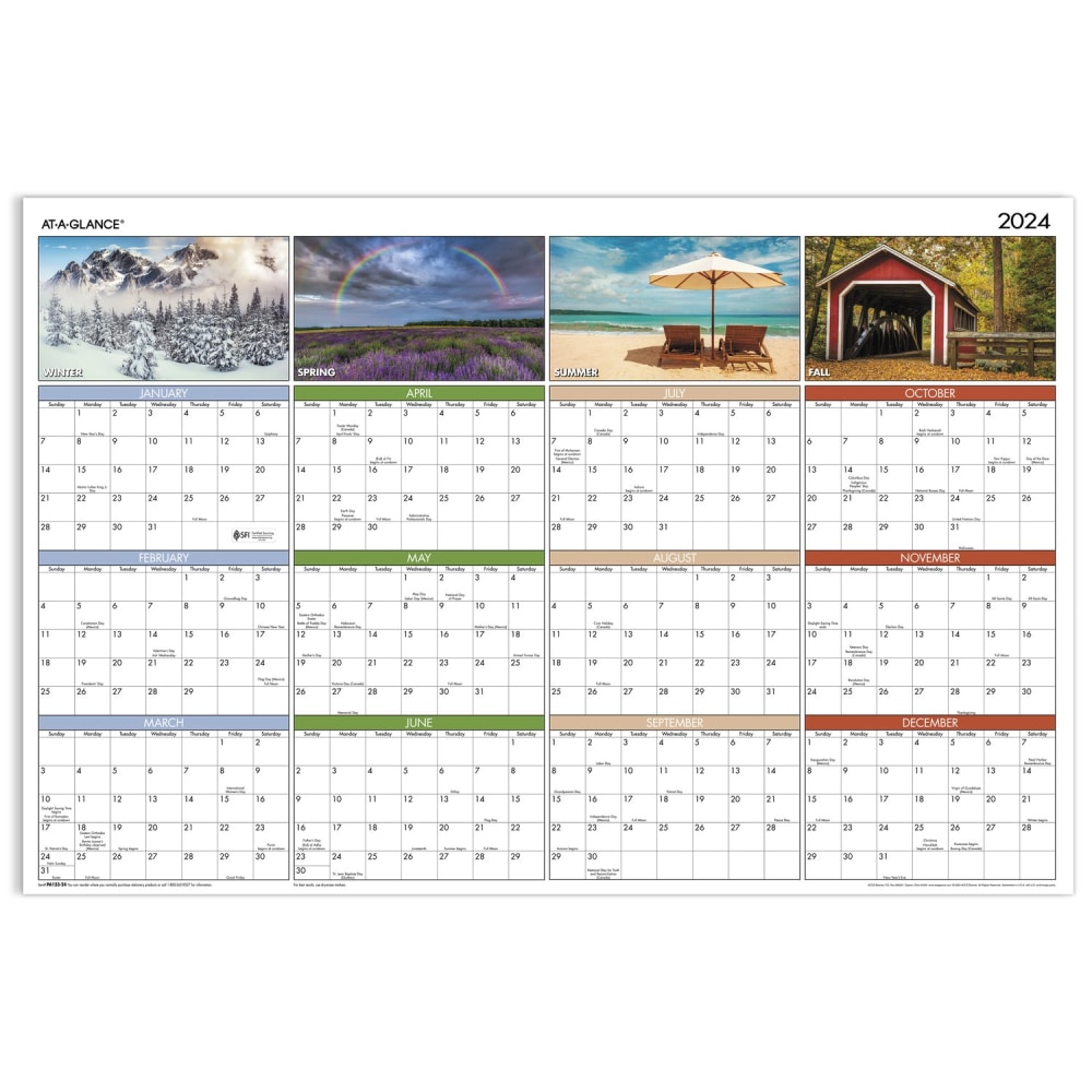 2024 AT-A-GLANCE Seasons in Bloom Horizontal/Vertical Erasable