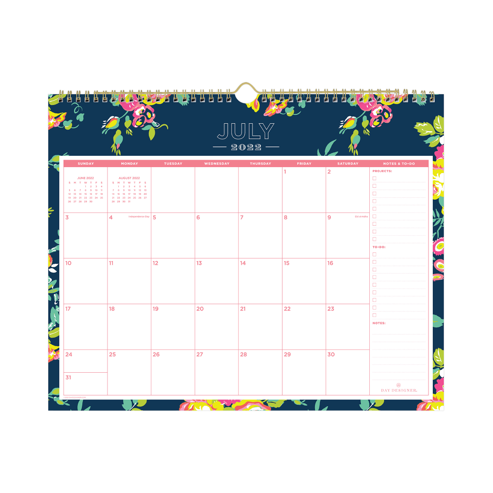 Day Designer Monthly Safety Wirebound Wall Calendar, 15" x 12", Peyton