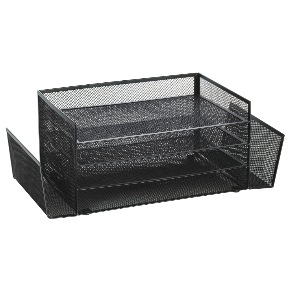 Desk Sort Mesh 4-Shelf 2-Sided Desk Sorter, Black | OfficeSupply.com