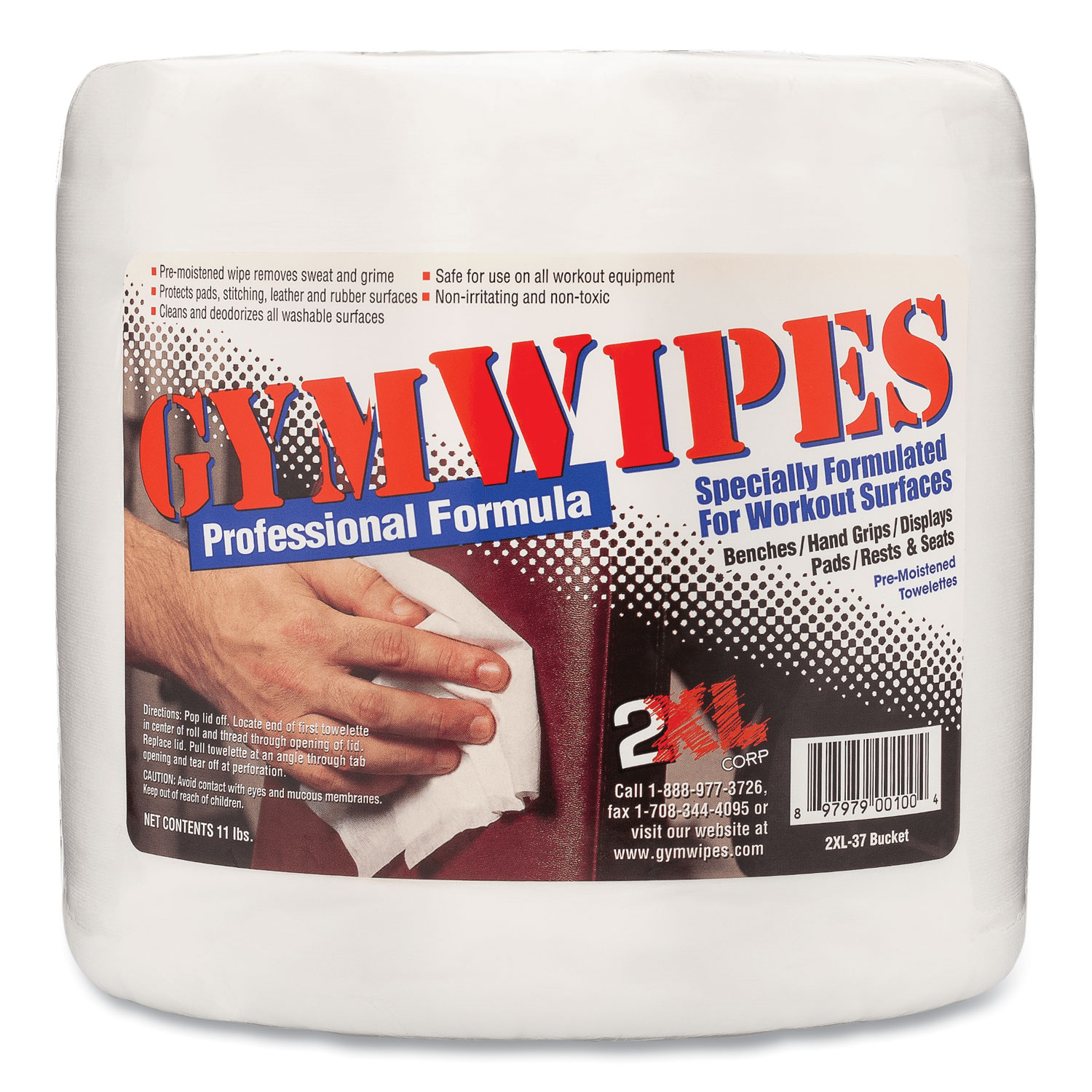 2XL Gym Wipes Professional, 1Ply, 6 x 8, Unscented, White, 700/Pack, 4 Packs/Carton