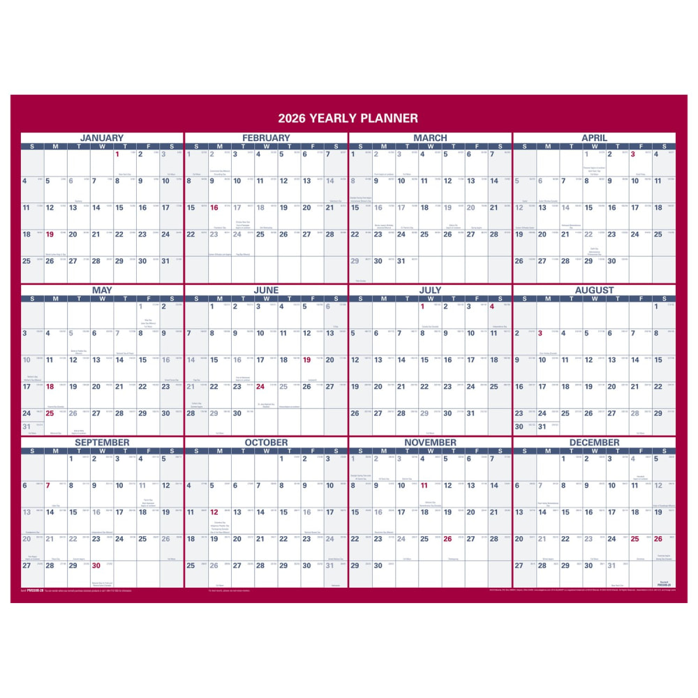 AT A GLANCE 2026 QuickNotes 16" X 12" Yearly Dry Erase Wall Calendar, Reversible Multicolor - View #3