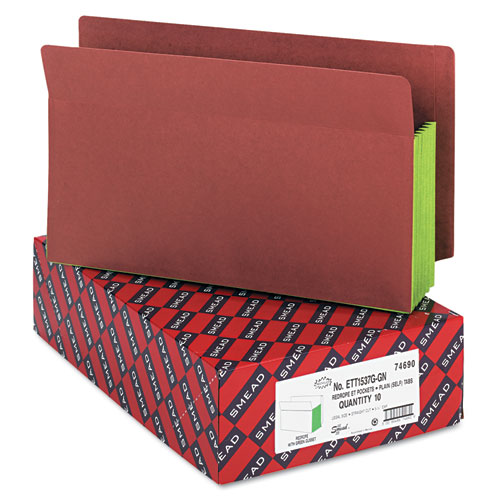 REDROPE END TAB FILE POCKETS, GREEN, TYVEK GUSSET, 5-1/4