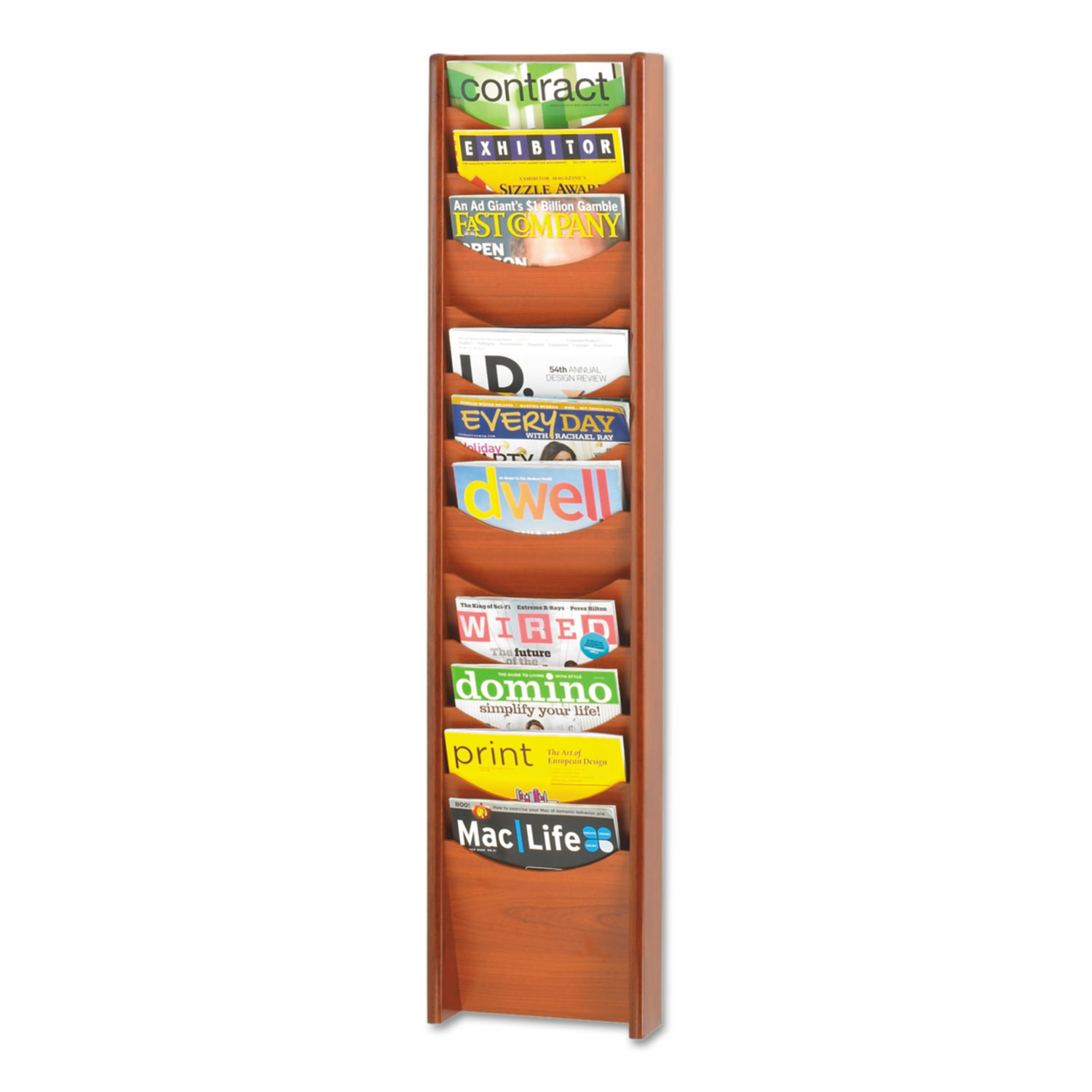Safco Solid Wood WallMount Literature Display Rack, 11.25w x 3.75d x