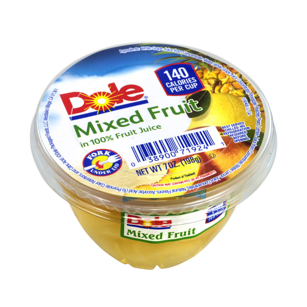 Dole Mixed Fruit In 100 Fruit Juice Cups, 7 Oz, Pack Of 12 Cups