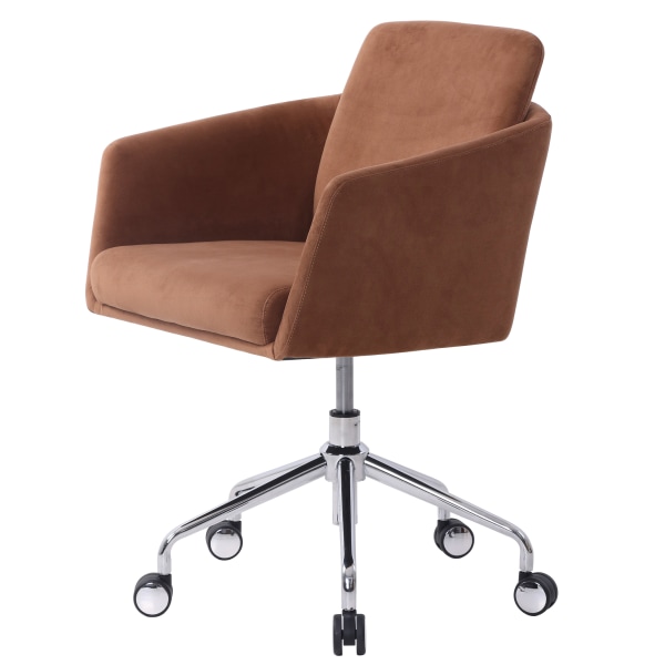 Elle Décor Vevey Velvet Mid-Back Task Chair, Cognac | OfficeSupply.com