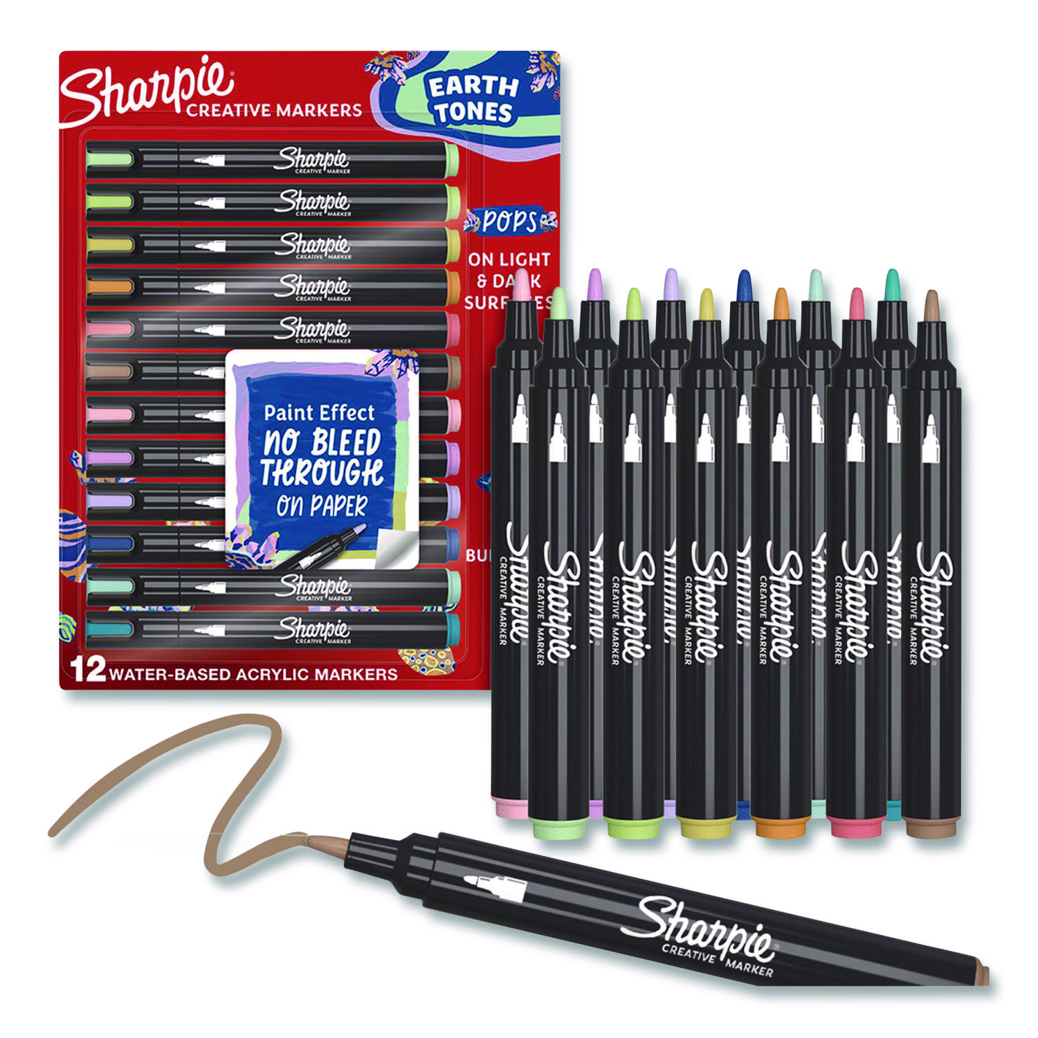 Sharpie Creative Markers, Bullet Tip, Assorted Earth Tones, 12