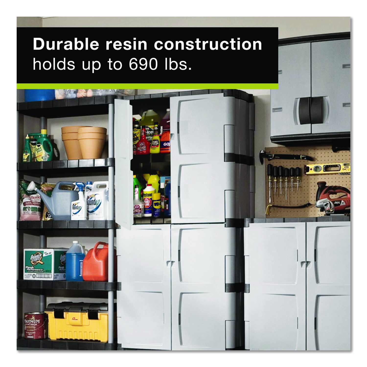 Rubbermaid Double-Door Storage Cabinet - Base/Top, 36w x 18d x 72h