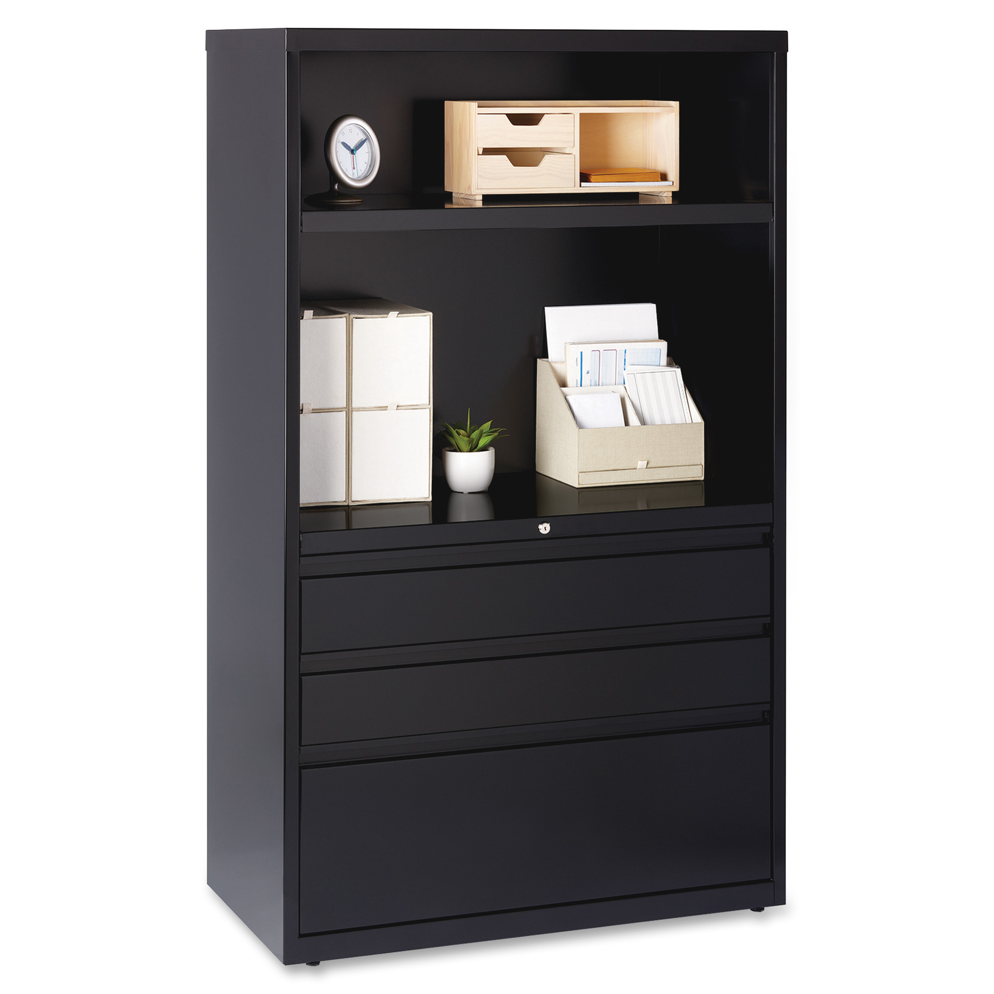 Lorell 3 Drawer Lateral File Combo Unit, Letter/Legal/A4, 36