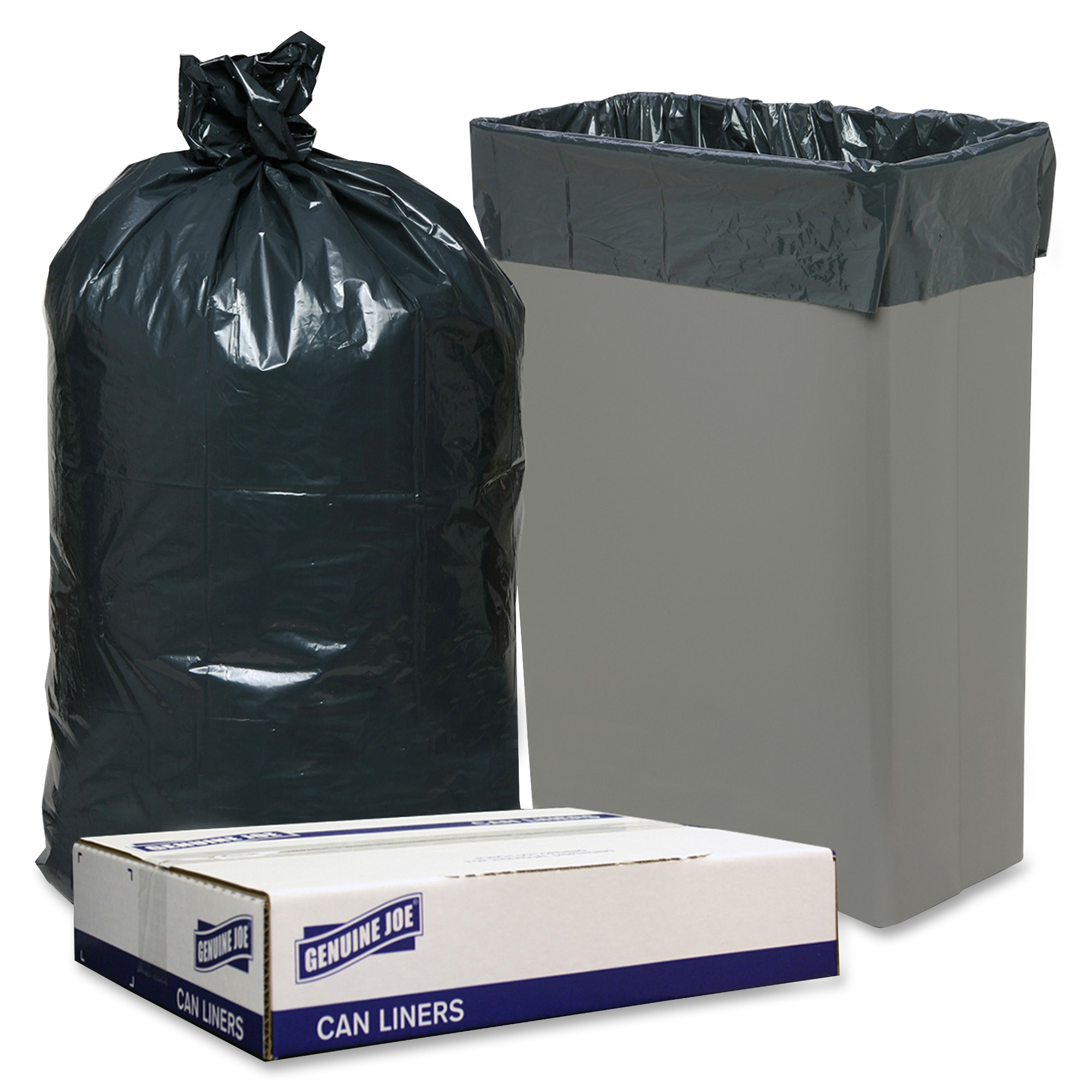 Genuine Joe Slim Jim 23 Gallon Trash Bags, Black, LowDensity, 1 mil