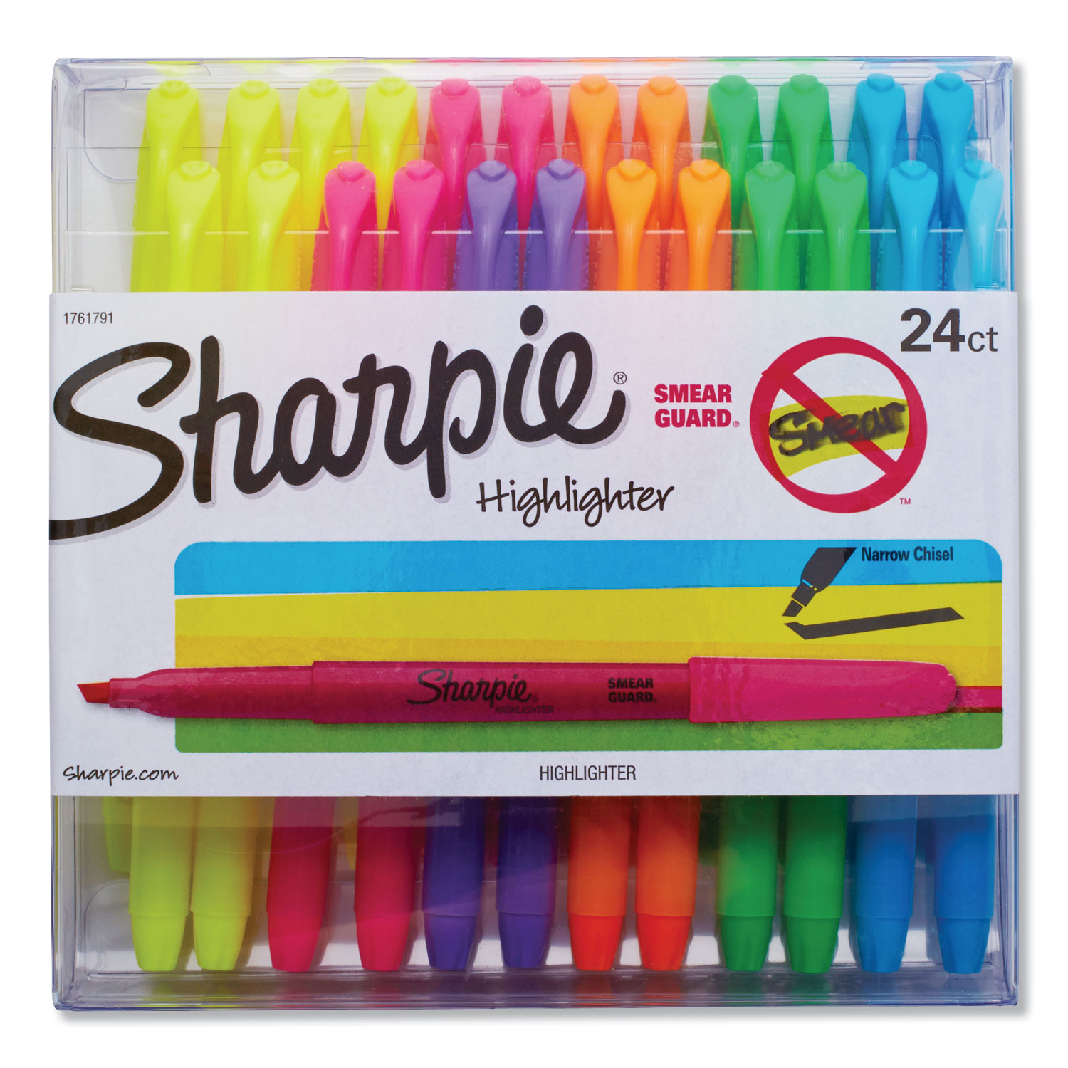 Sharpie Pocket Style Highlighters, Chisel Tip, Assorted Colors, 24/Pack