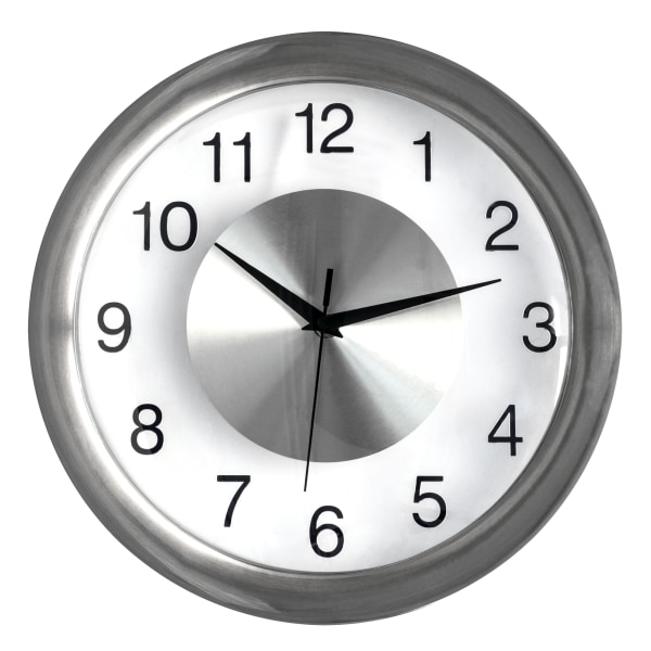 Realspace Round Quartz Analog Wall Clock, 12", Silver