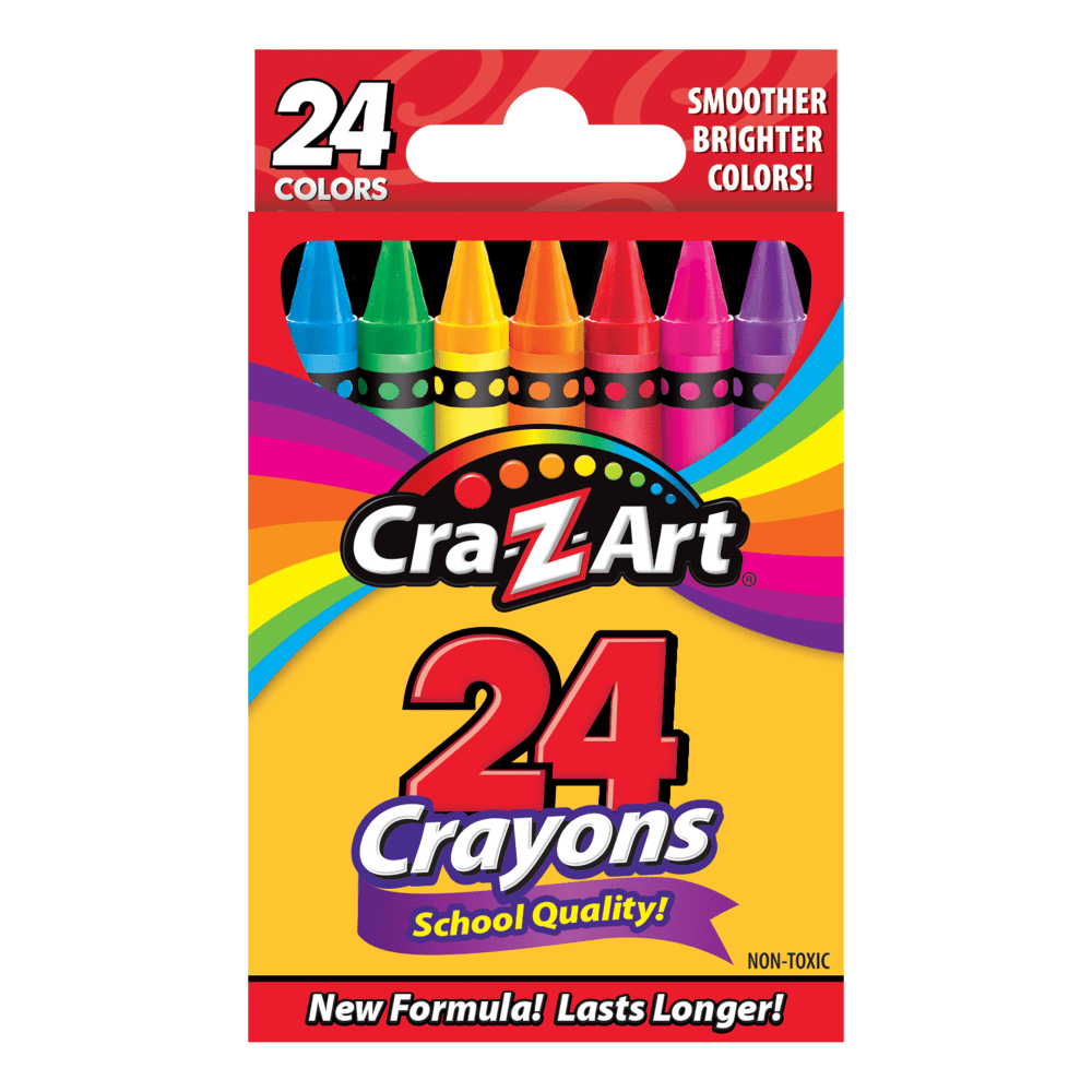 CraZArt Basic Crayons, Assorted Colors, Box Of 24 Crayons