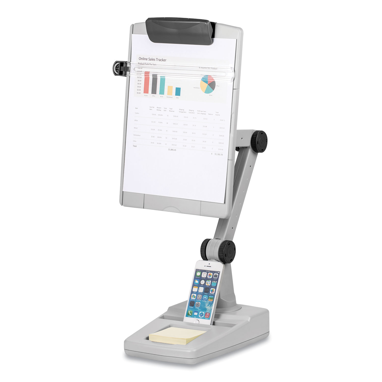 Fellowes Flex Arm Weighted Base Copyholder,150 Sheet Capacity, Plastic