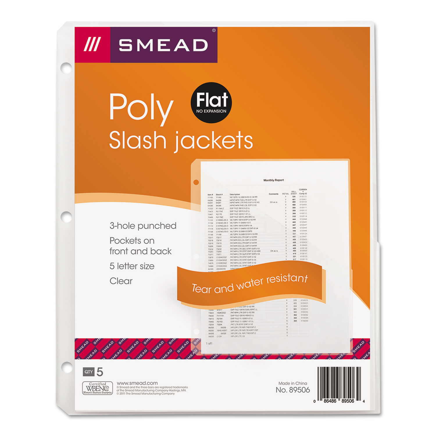 Smead Organized Up Poly Slash Jackets, 2Sections, Letter Size, Clear
