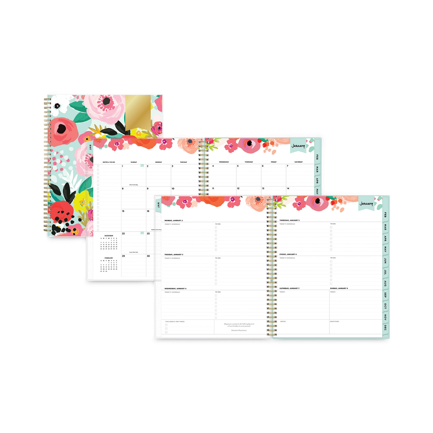 Blue Sky Day Designer Secret Garden Mint Frosted Weekly/Monthly Planner, 11  x 8.5, Multicolor Cover, 12-Month (Jan to Dec): 2023 | OfficeSupply.com