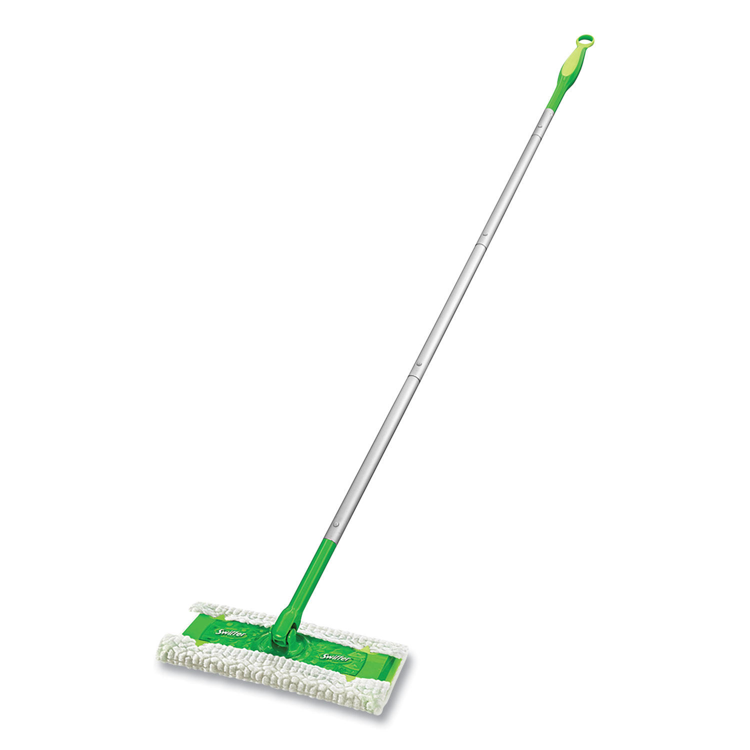 Swiffer Sweeper Mop, 10 x 4.8 White Cloth Head, 46" Green/Silver