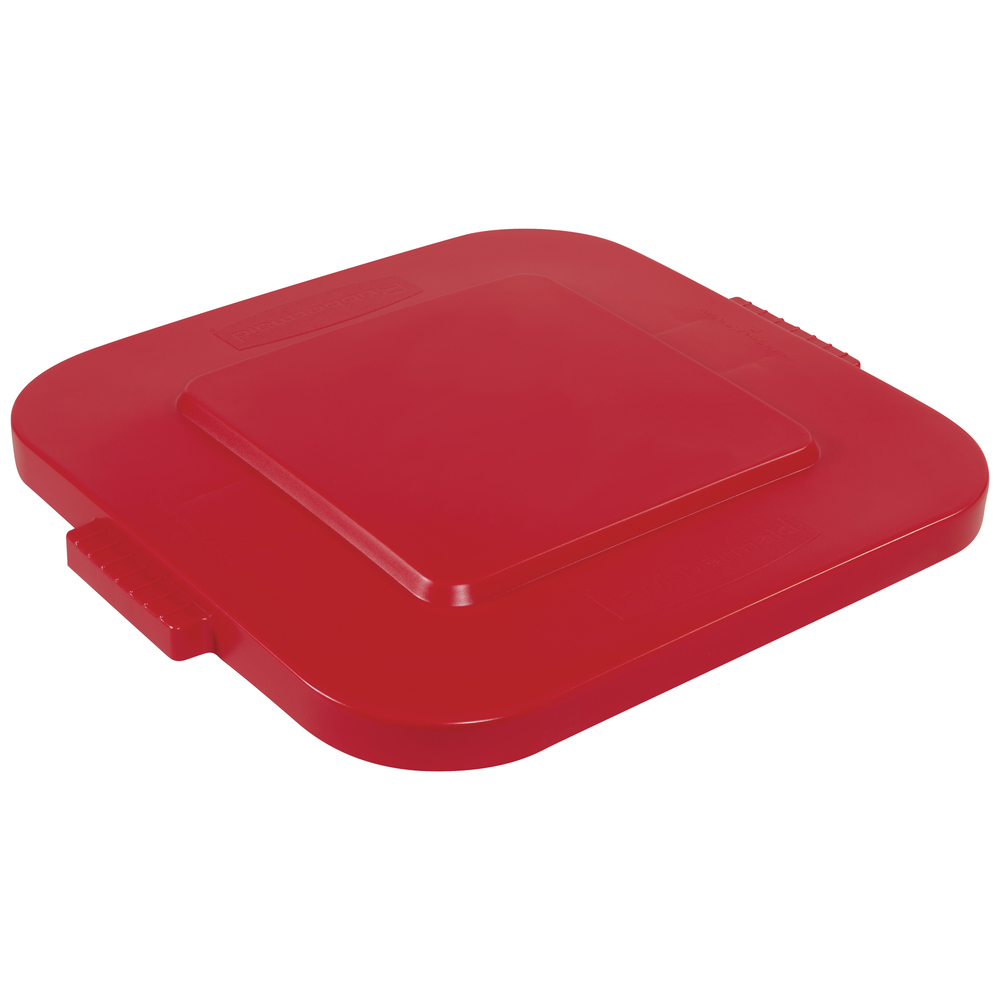 Rubbermaid Brute Square Trash Can Flat Lid 28 Gallon, Red