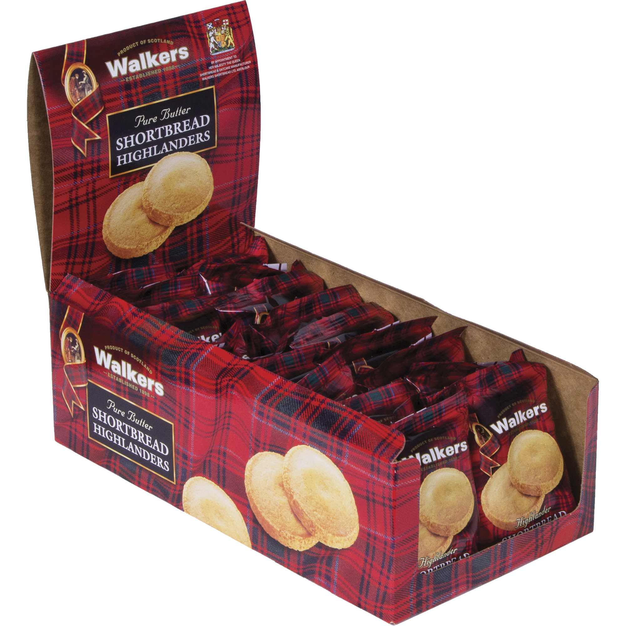 Walkers Shortbread Highlander Cookies, 1.4oz, 2 Pack, 12 Packs/Box