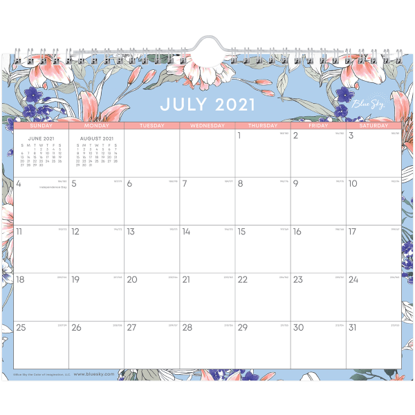 Blue Sky Monthly Wall Calendar 8 3 4 X 11 Lillian July 2021 To 
