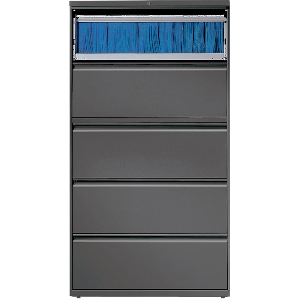Lorell 36"W Lateral 5Drawer File Metal, Charcoal