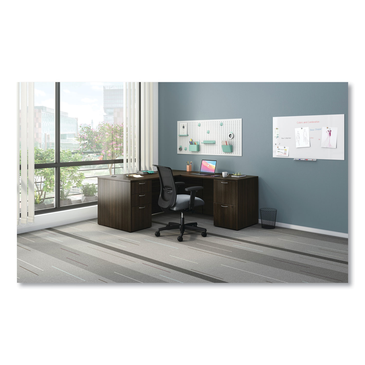 HON Mod L-Station Double Pedestal Desk Bundle, 66
