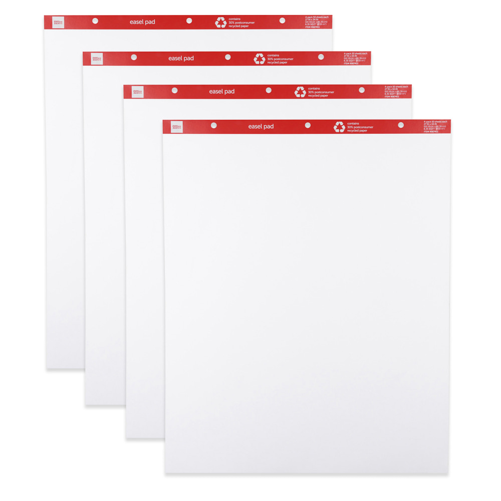 Sugarcane-Based Easel Pads - 27" X 34", Unruled White, 50 Sheets Per Pad (2 Pads Total)
