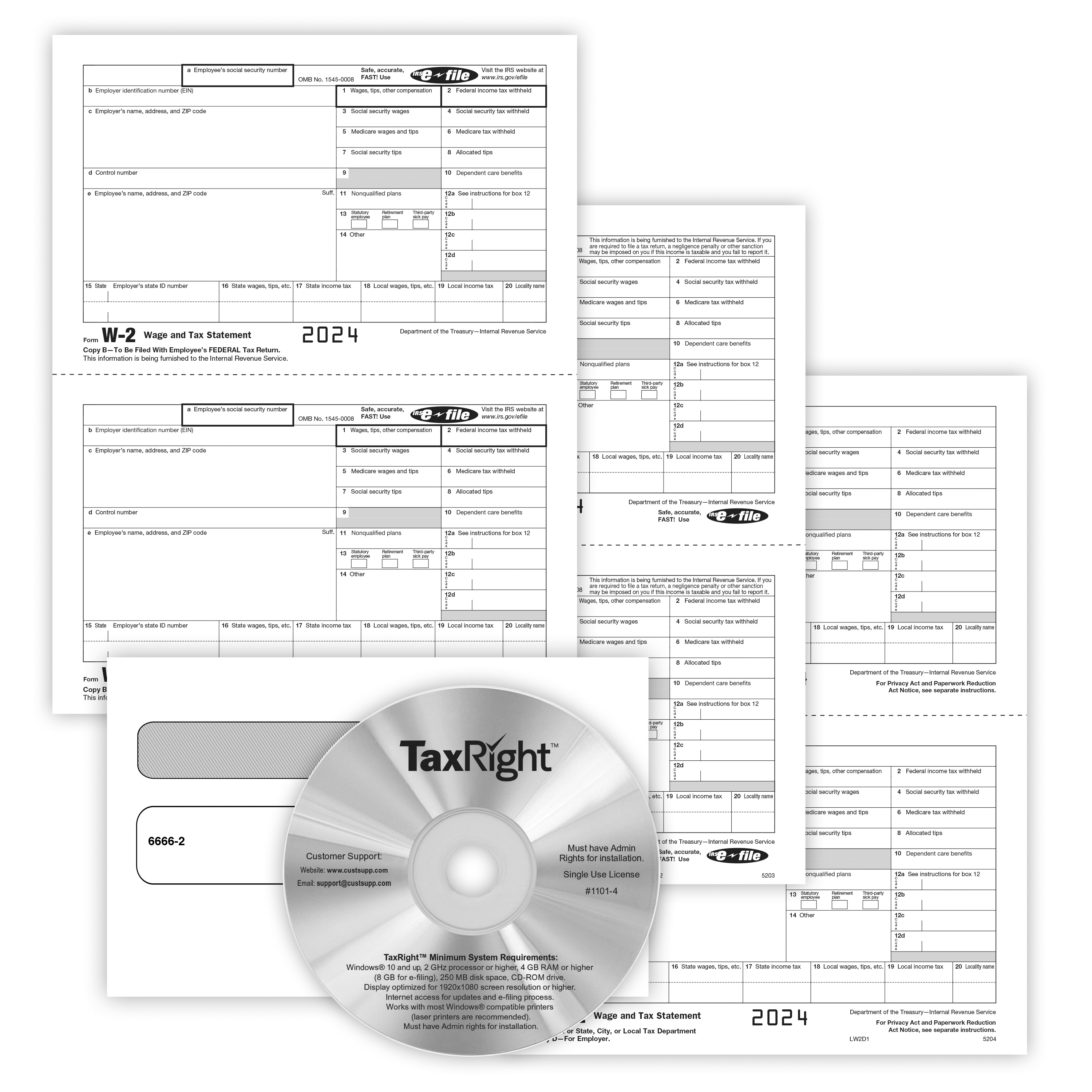 ComplyRight W-2 Recipient Copy Only Tax Form Set, 5-Part, 2-Up, with ...