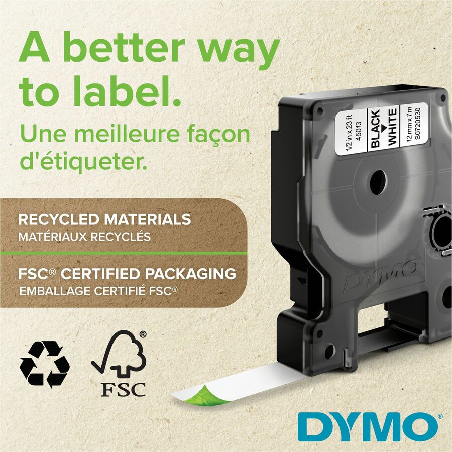 Dymo S0720670 D1 40910 Tape 9mm x 7m Black on Clear | OfficeSupply.com