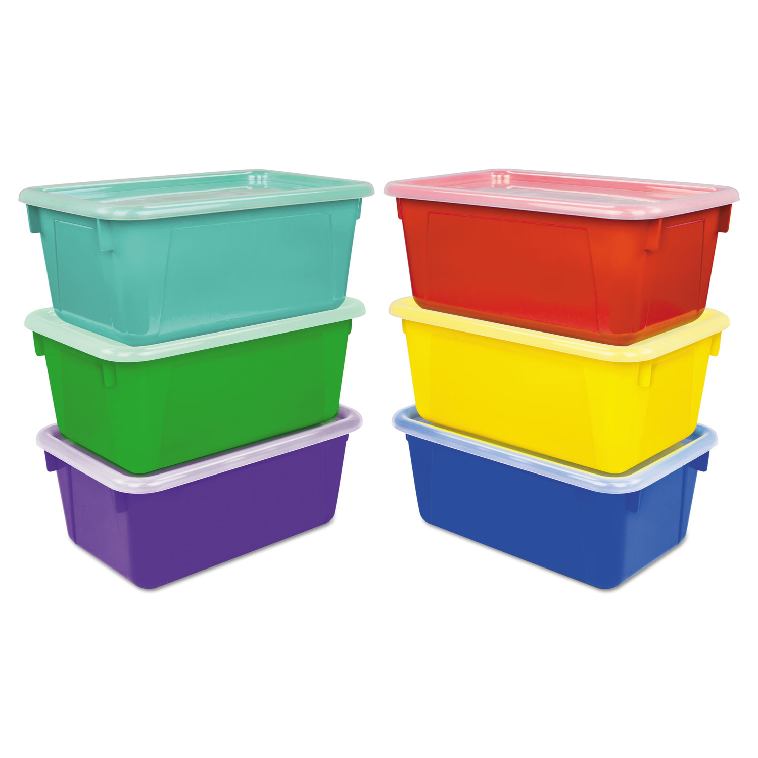 Storex Cubby Bins, Lids Included, 12.25" x 7.75" x 5.13", Assorted