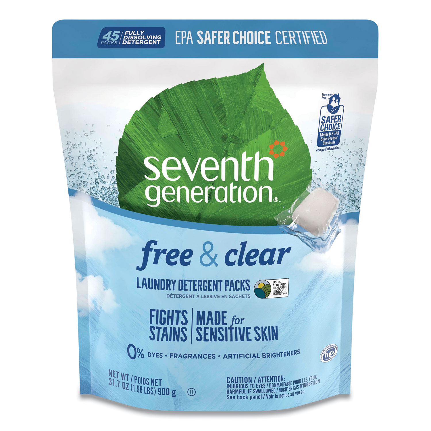 Seventh Generation Natural Laundry Detergent Packs, Powder, Unscented