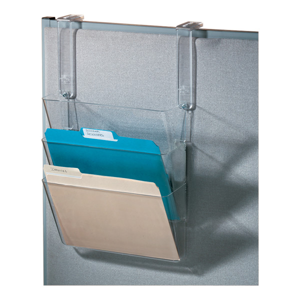 Plastic LetterSize Hanging 3Pocket Wall File, 81/2" x 133/8" x 81/
