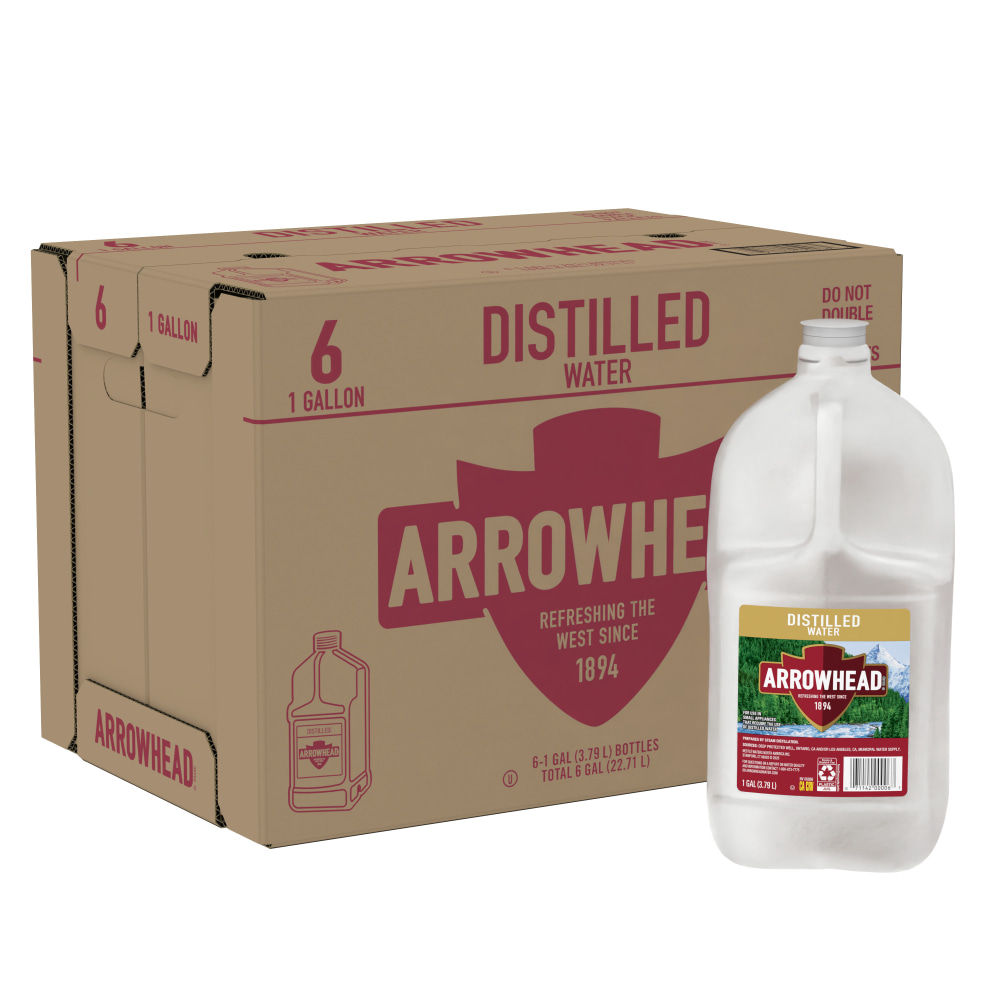Arrowhead Distilled Water, 1 Gallon Jug, Case Of 6 Bottles