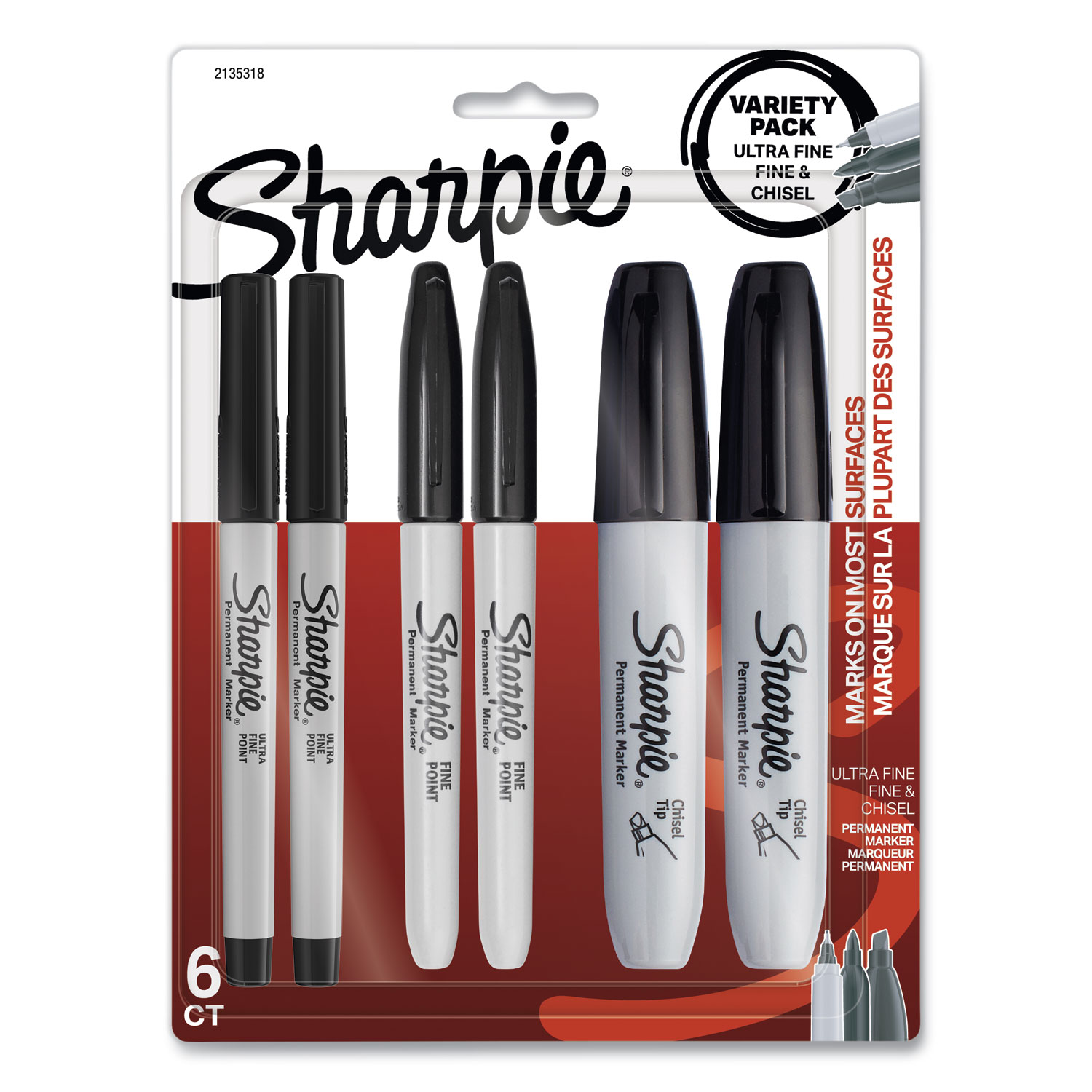 Sharpie Mixed Point Size Permanent Markers, Assorted Tip Sizes/Types ...