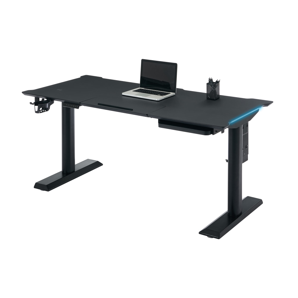 RS Gaming Chronos 66”W Height-Adjustable Gaming Desk with RS Gaming Chronos 66”W Height-Adjustable Gaming Desk with