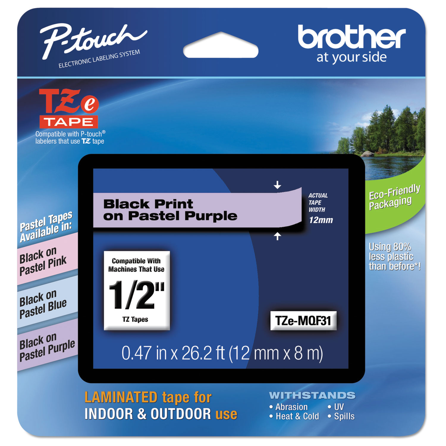 Brother PTouch TZ Standard Adhesive Laminated Labeling Tape, 0.47" x