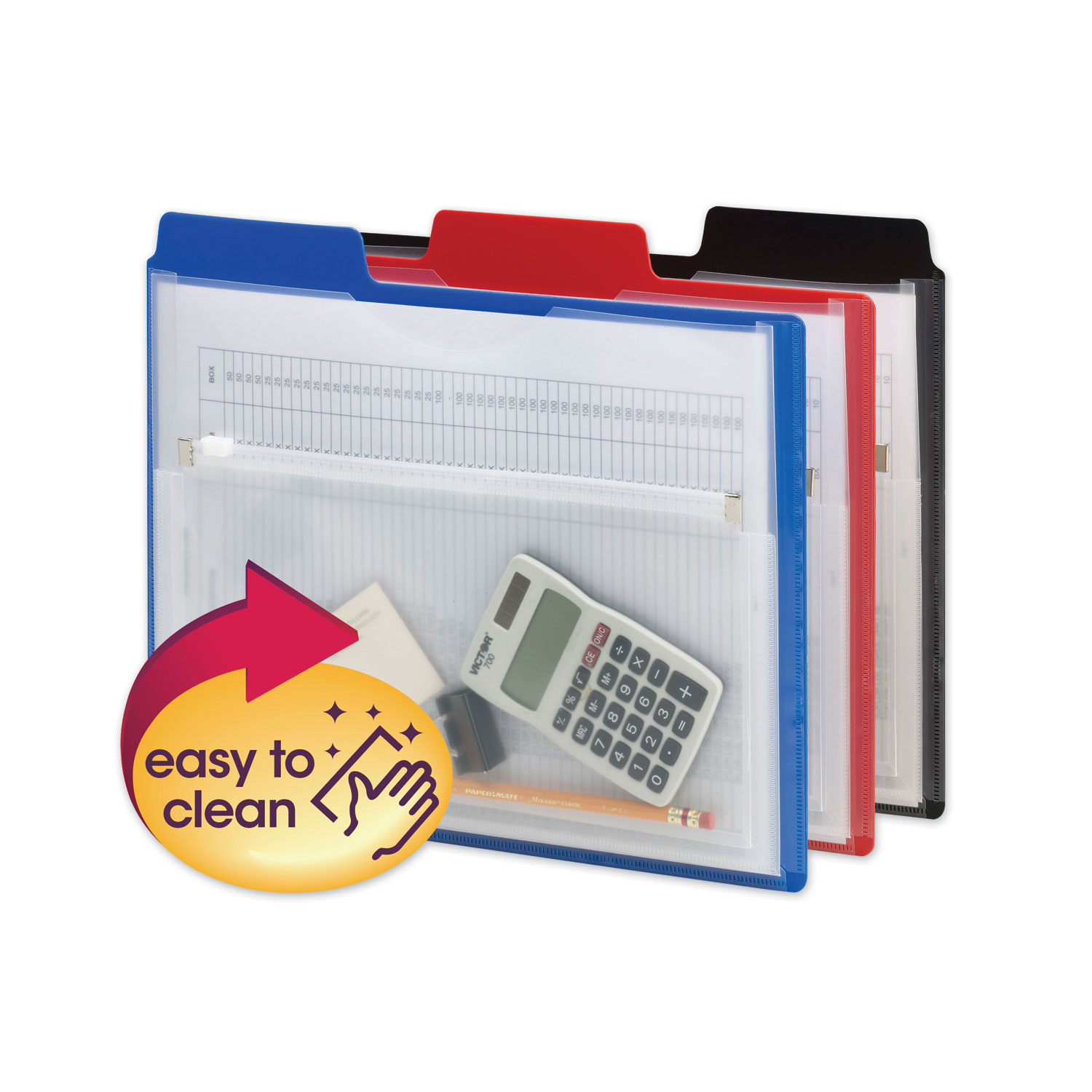 Smead Poly Project Organizer with Zip Pouch, 2Sections, 1/3Cut Tab