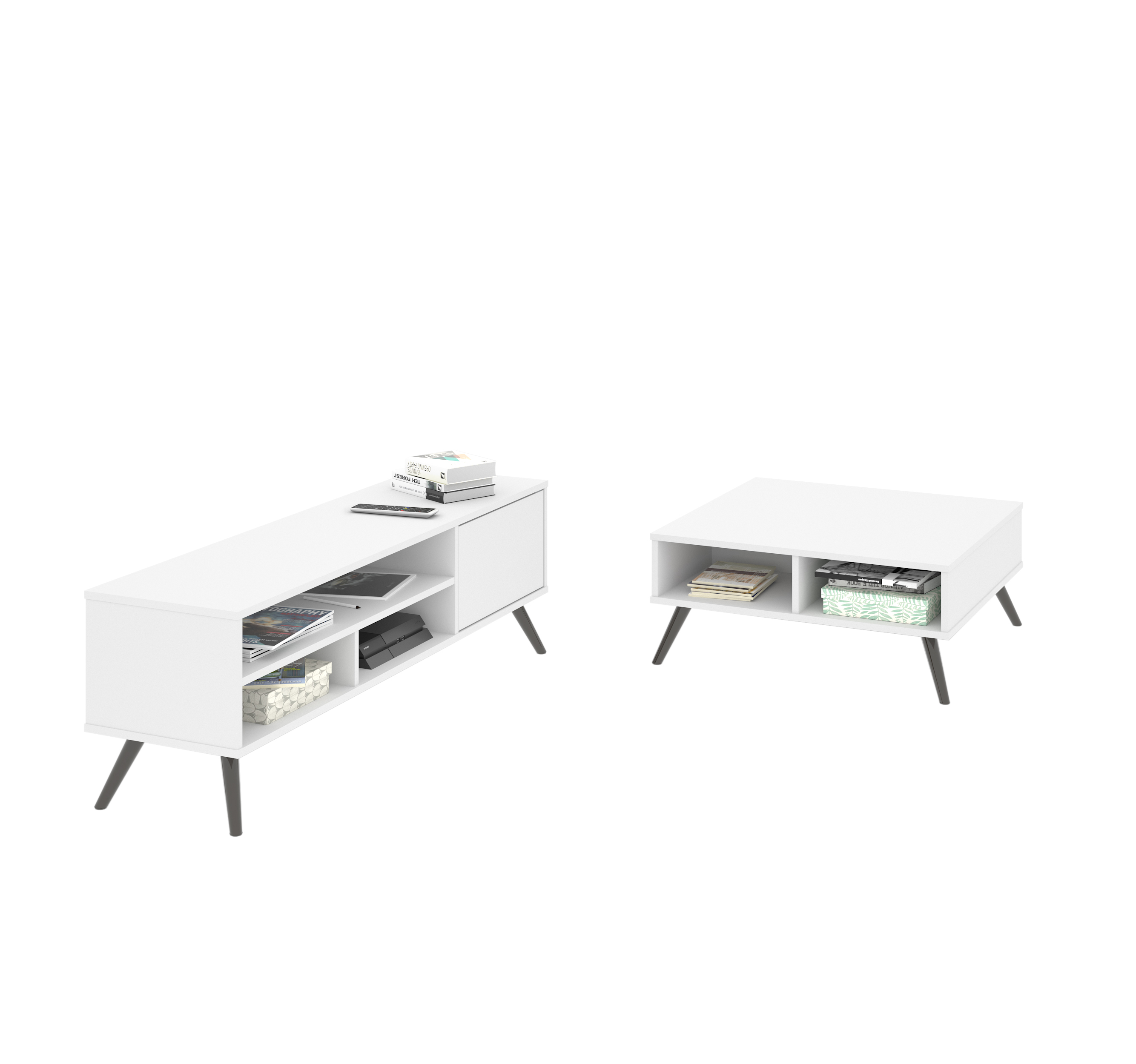 Bestar Small Space Krom 2Piece 29.5inch Storage Coffee Table and 53.5