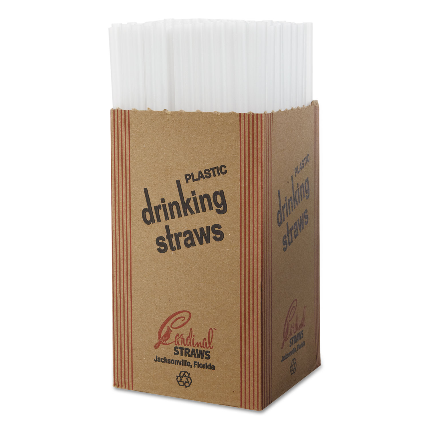 Cardinal Straws Unwrapped Jumbo Straws, 7 3/4", Polypropylene