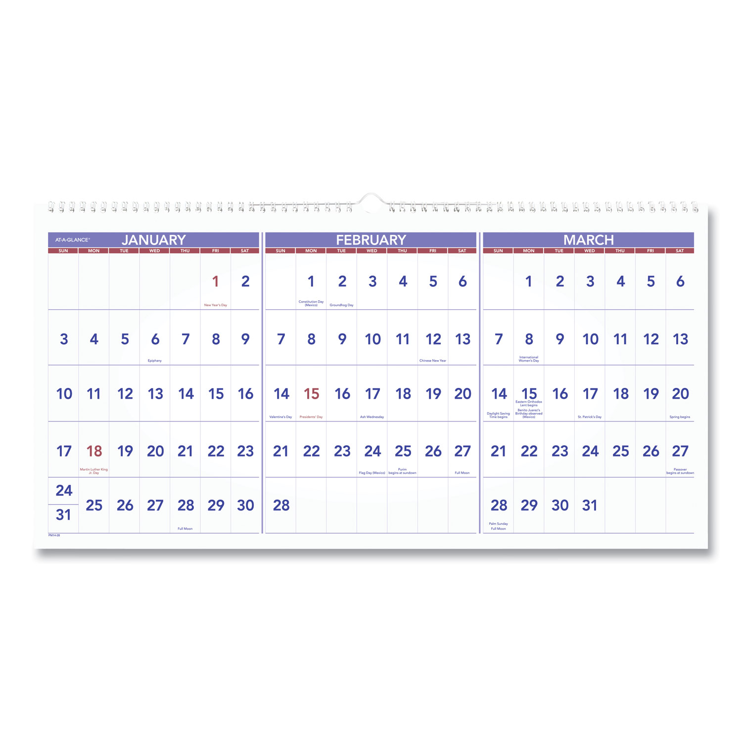 AT-A-GLANCE Horizontal-Format Three-Month Reference Wall Calendar, 23 1 ...