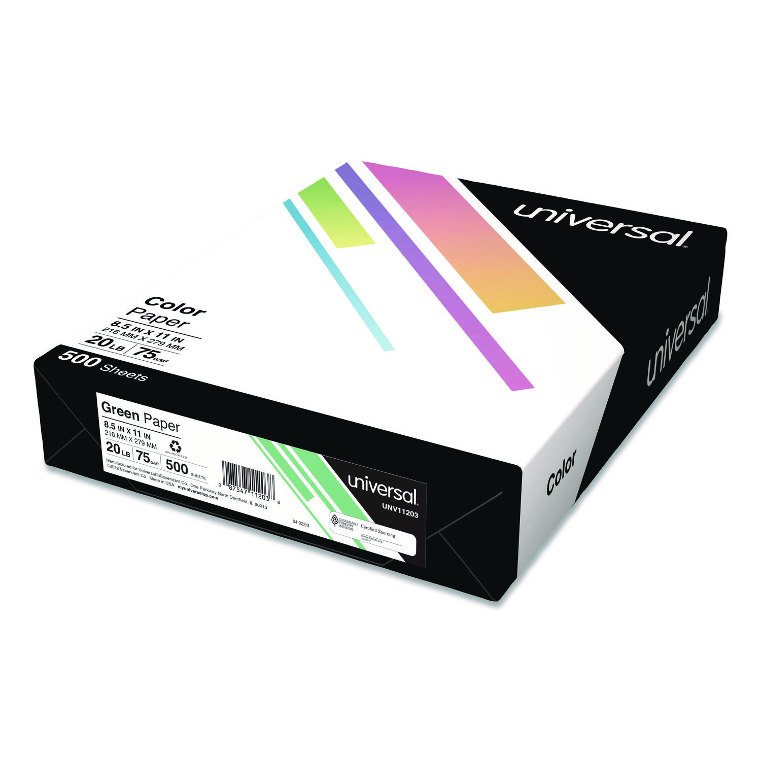 Universal Deluxe Colored Paper, 20 lb Bond Weight, 8.5 x 11, Green