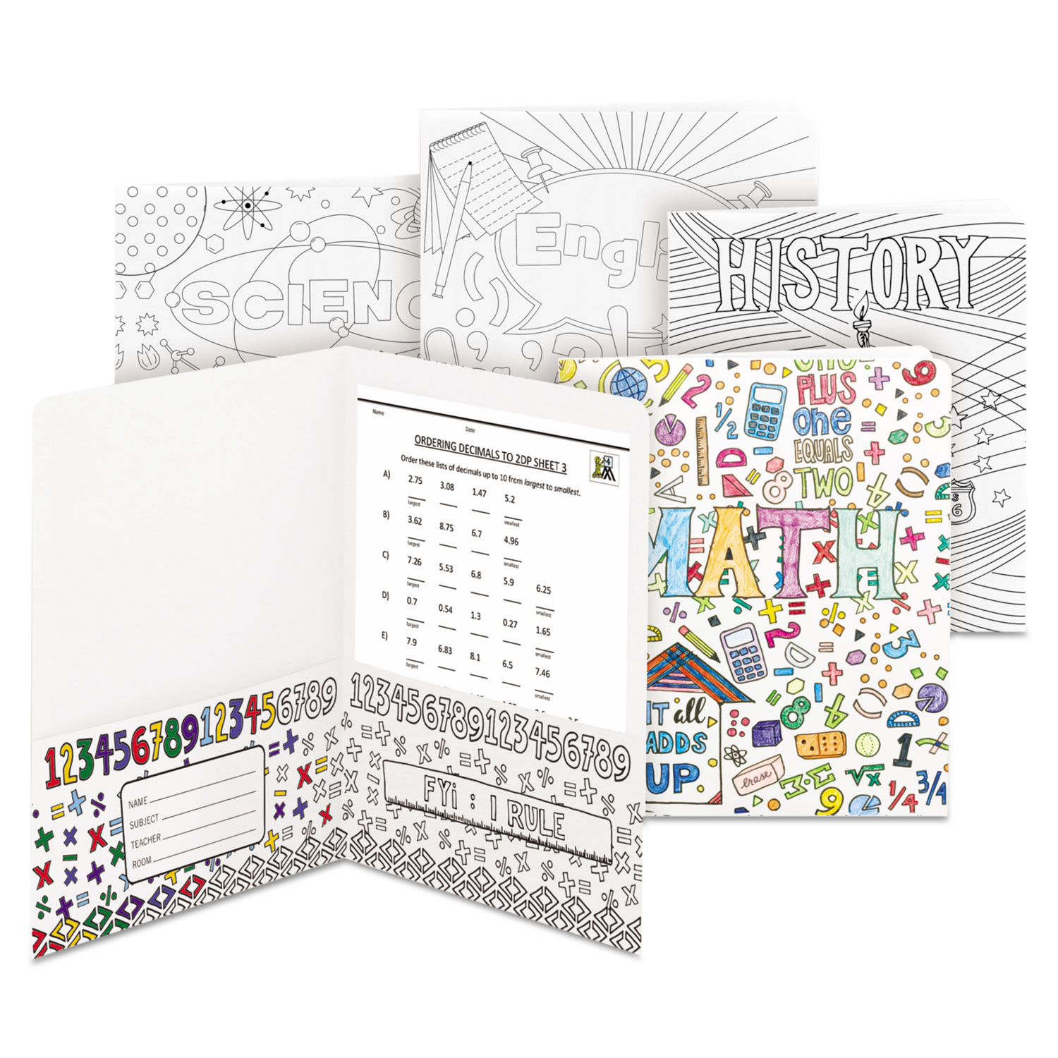 Smead Two-Pocket Coloring Folder, 100-Sheet Capacity, School Subject ...