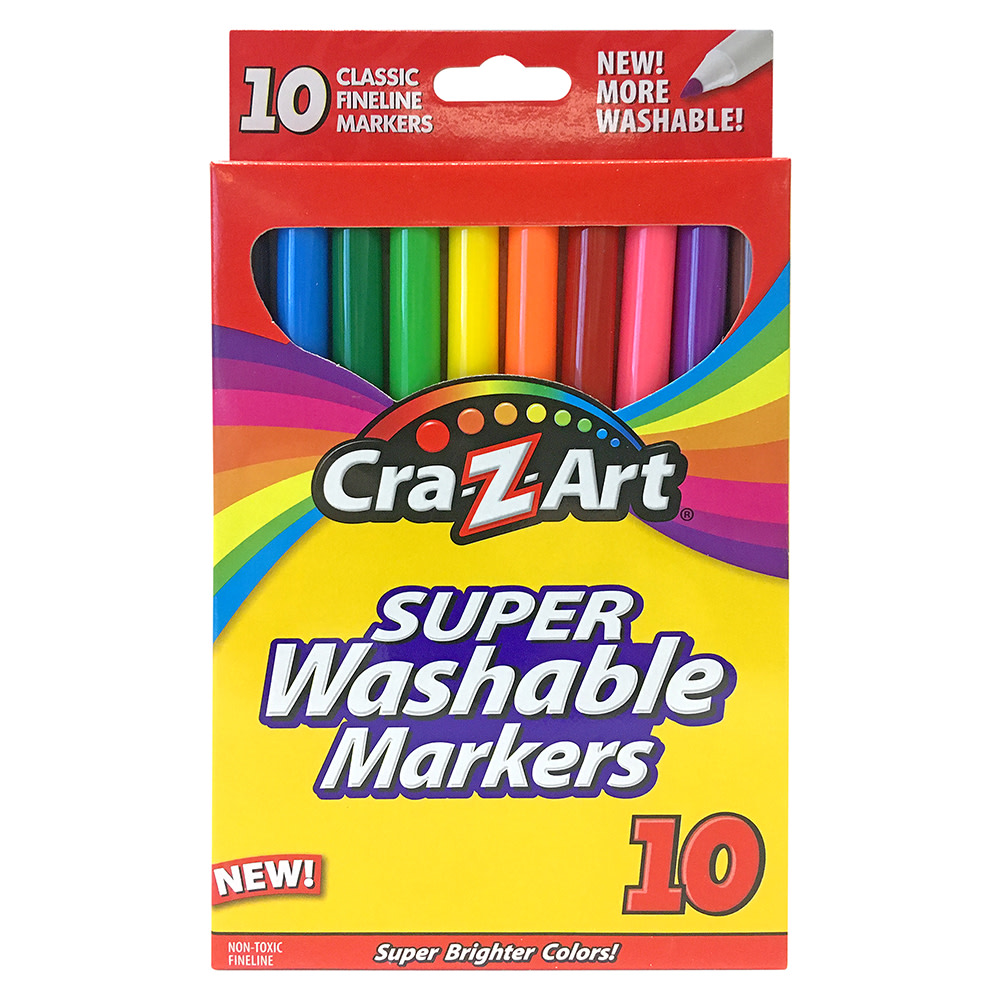 CraZArt Super Washable Markers, Fine Tip, Assorted Barrel, Assorted