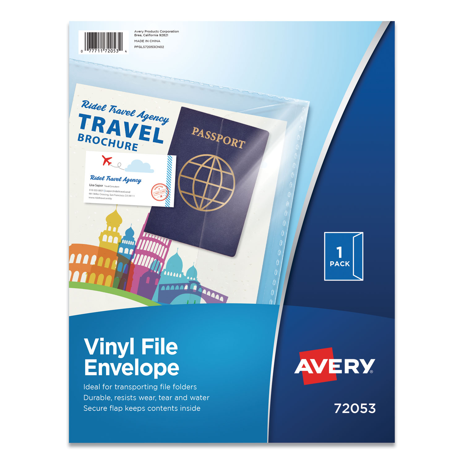 Avery Vinyl File Envelope, Letter Size, Clear