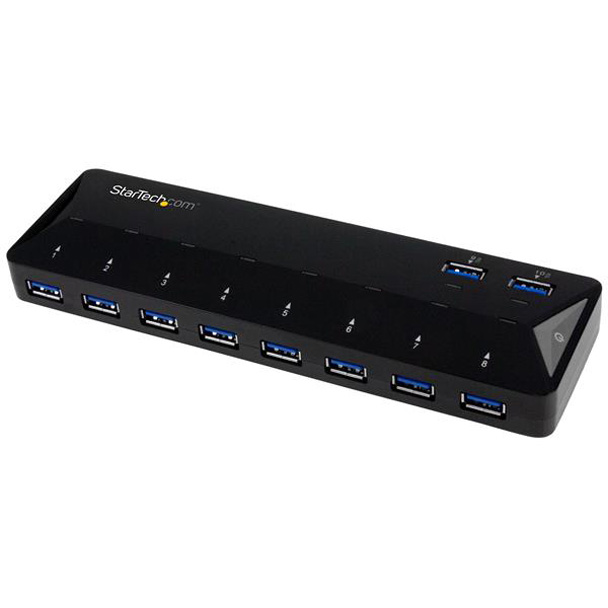 StarTech.com 10-Port USB 3.0 Hub with Charge and Sync Ports - 2 x 1.5A Ports - Desktop USB Hub and Fast-Charging Station StarTech.com 10-Port USB 3.0 Hub with Charge and Sync Ports - 2 x 1.5A Ports - Desktop USB Hub and Fast-Charging Station