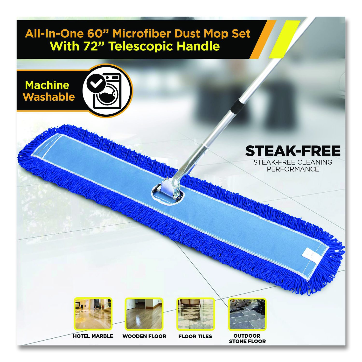 Gritt Commercial All-In-One Microfiber Dust Mop Set with