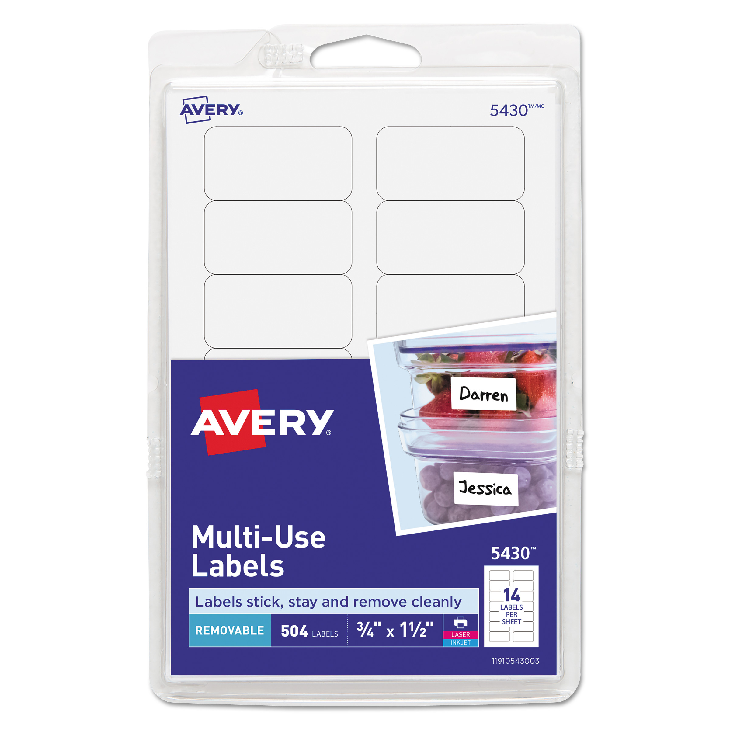 Avery Removable MultiUse Labels, Inkjet/Laser Printers, 0.75 x 1.5