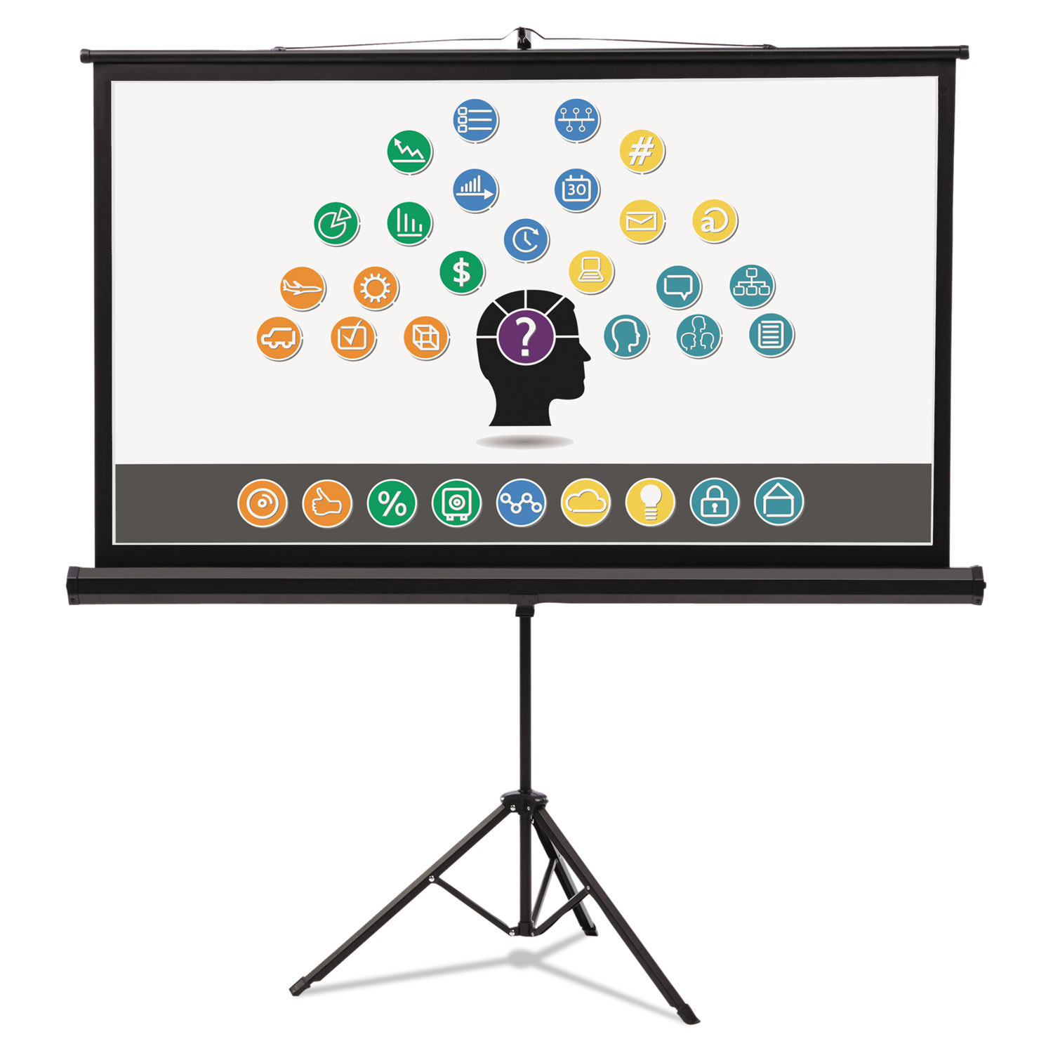 Quartet Wide Format Tripod Base Projection Screen, 45 x 80, White