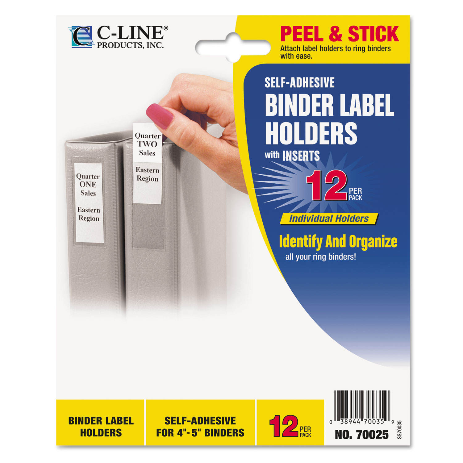 C Line Self Adhesive Ring Binder Label Holders Top Load 2 1 4 X 3 5 8 