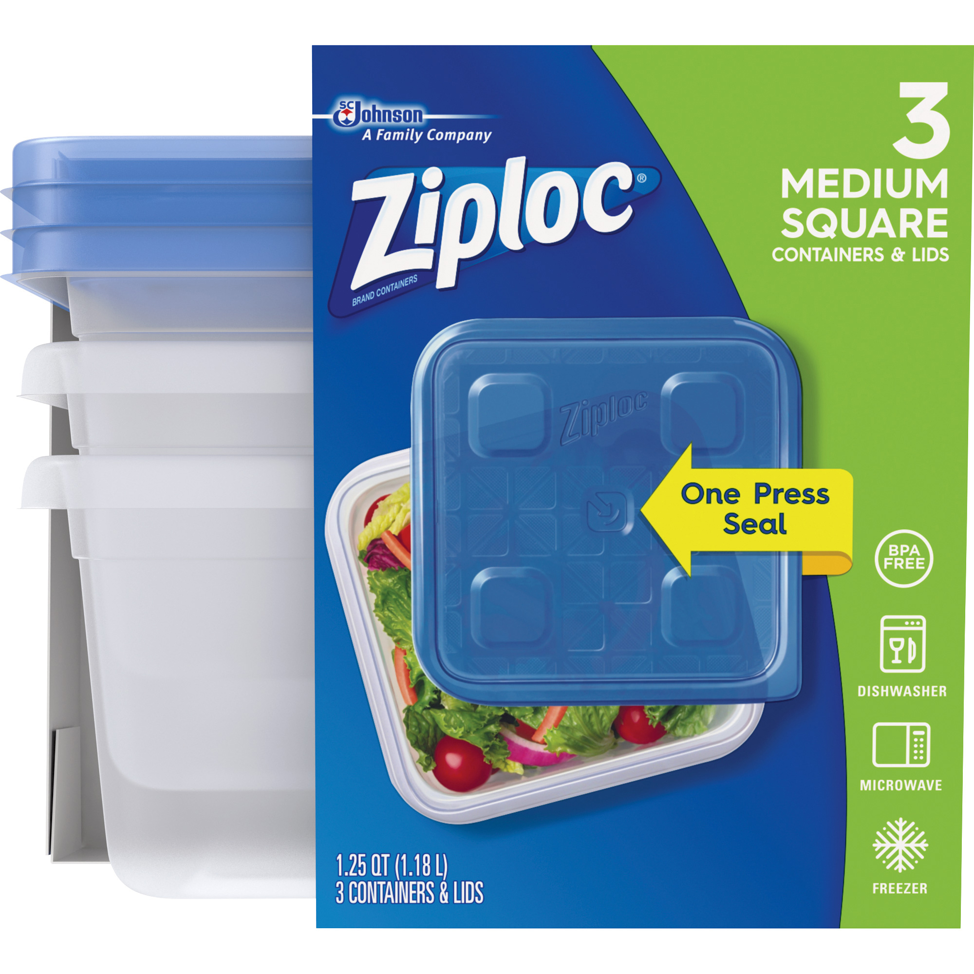 Ziploc Food Storage Medium Square Containers & Lids
